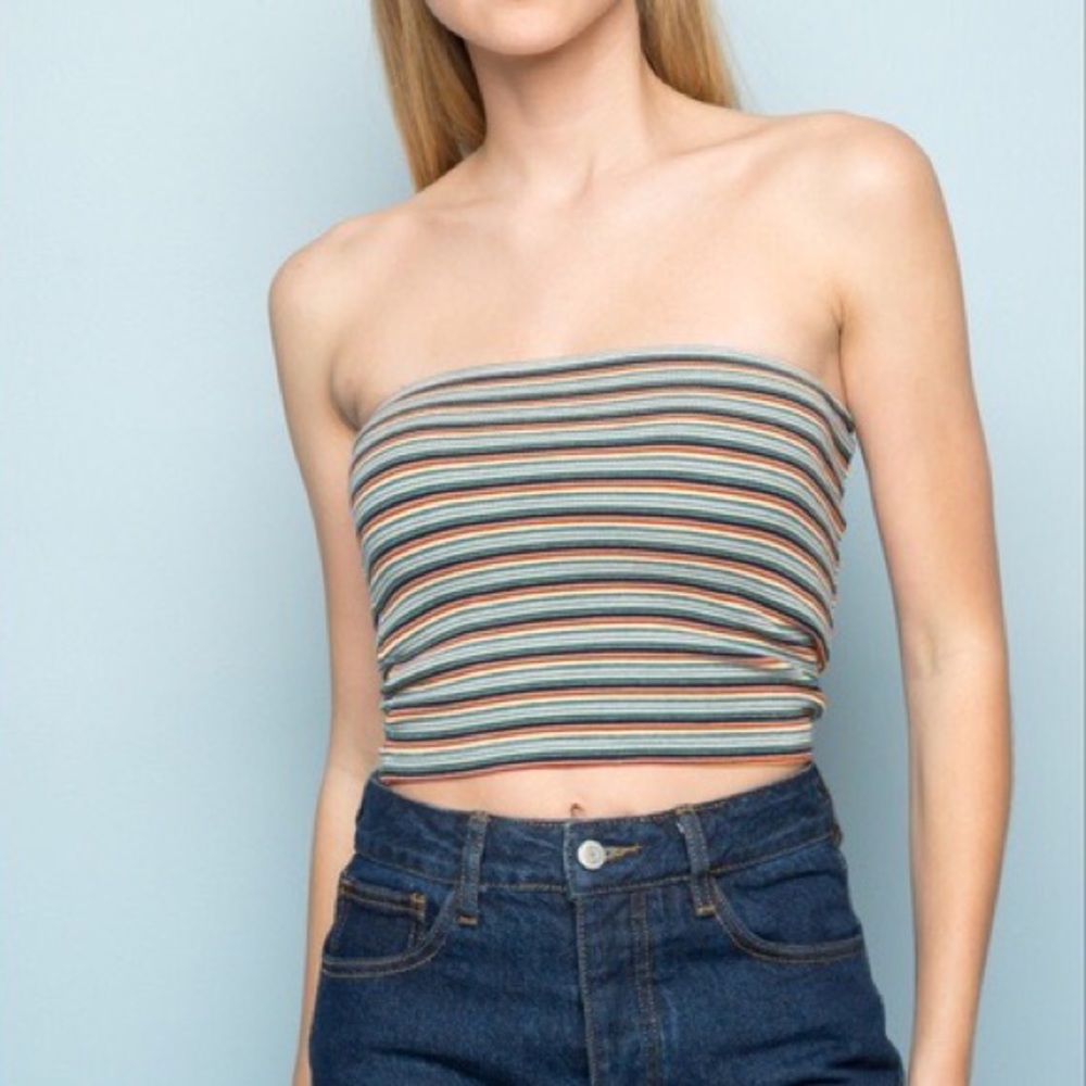 Brandy Melville Rainbow Striped Jenny Tube Top
